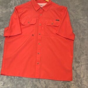 Eddie Bauer Men's Button-up Shirt Orange Size XL